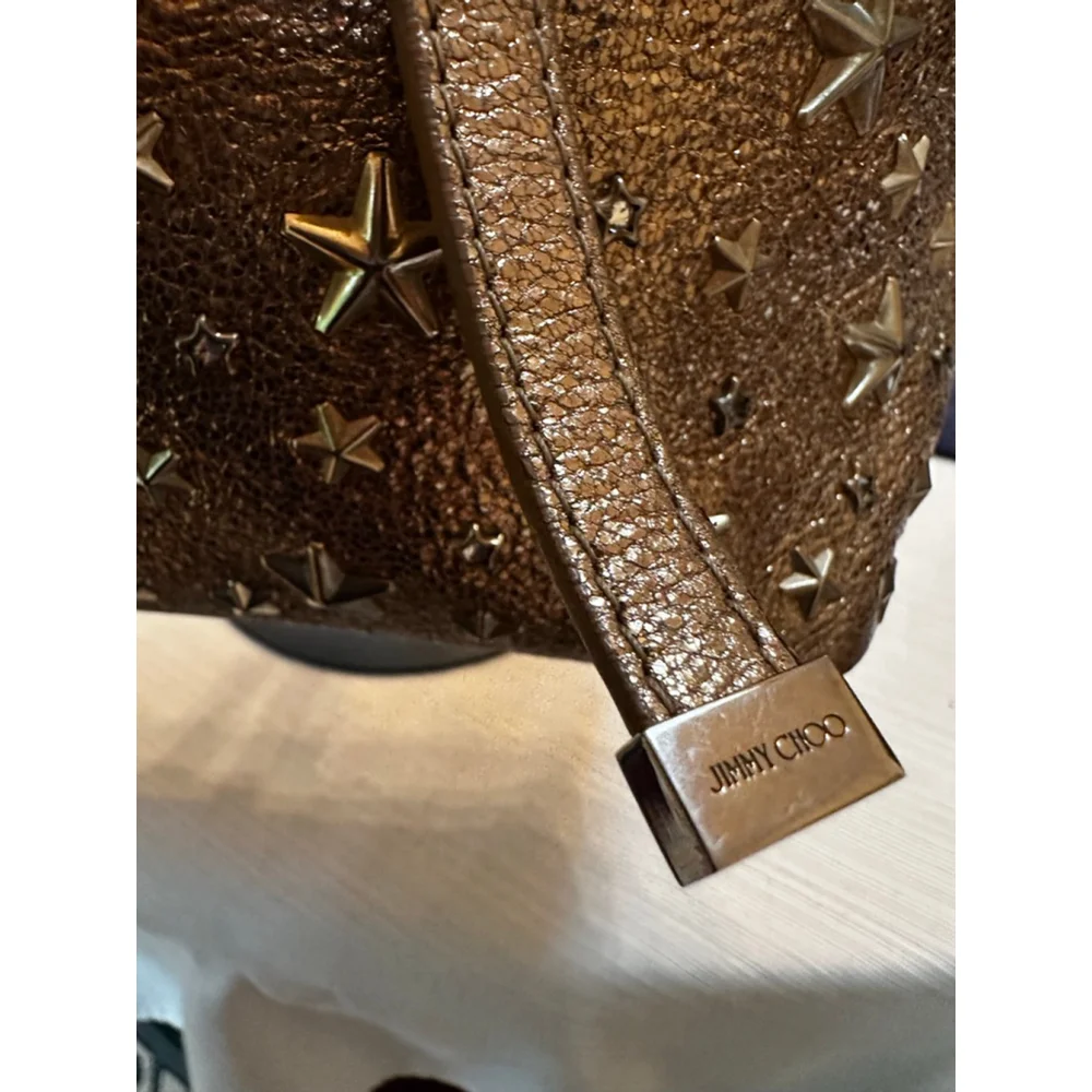 Jimmy Choo Gold/Tan Star Studded Leather Tote Bag - Picture 3 of 13